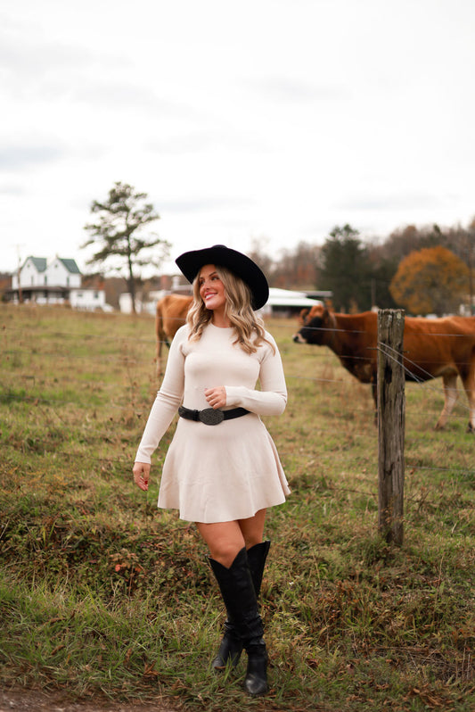 Whispering Wheat Sweater Dress