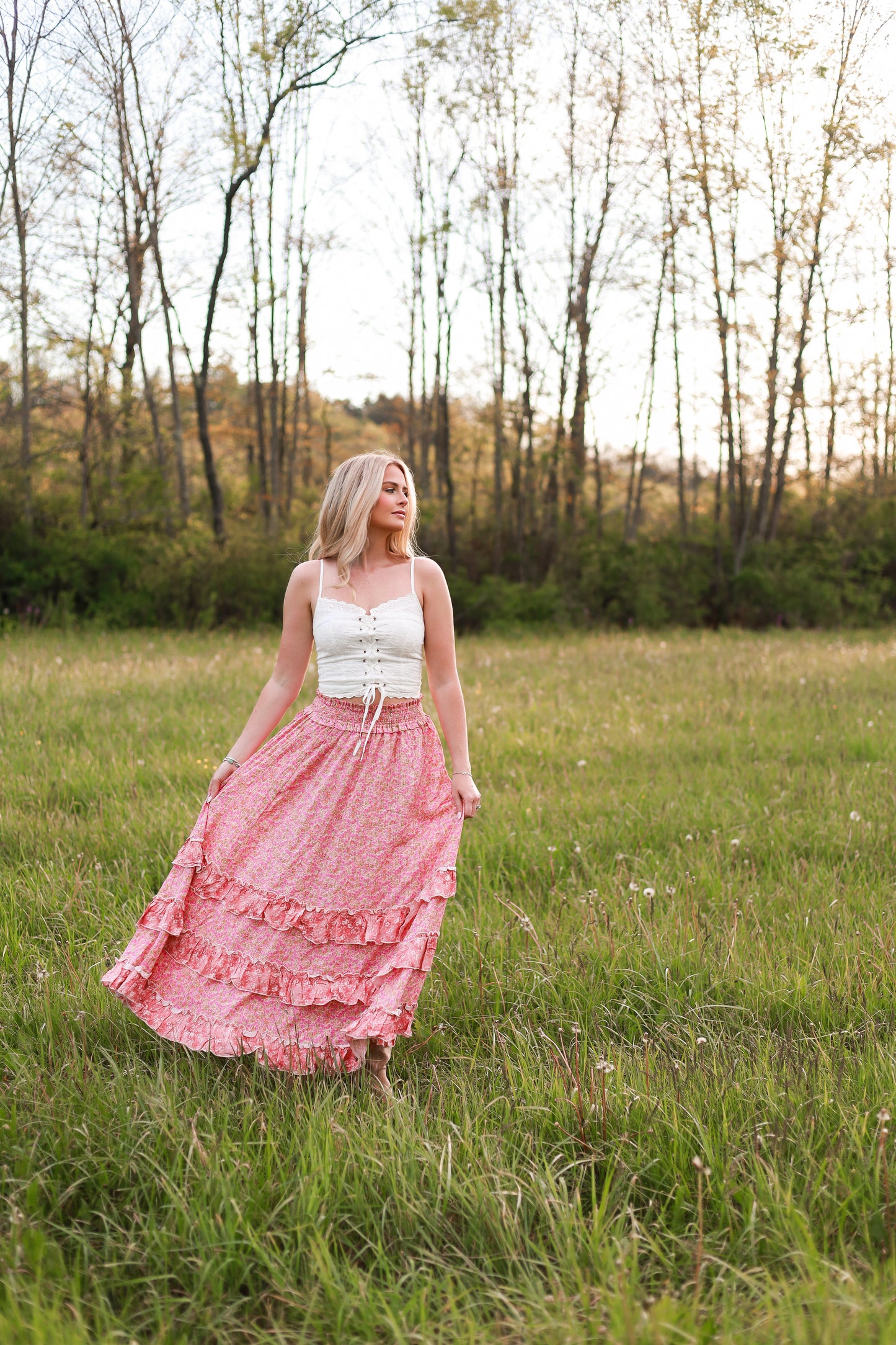 Strawberry Fleur Maxi Skirt