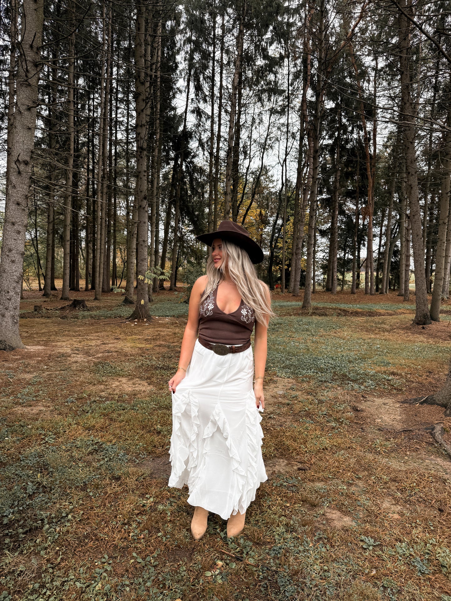 Wisteria Halter Top - Brown