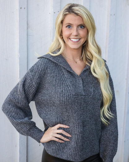 Charcoal Henley Sweater