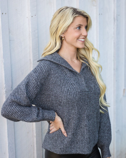 Charcoal Henley Sweater