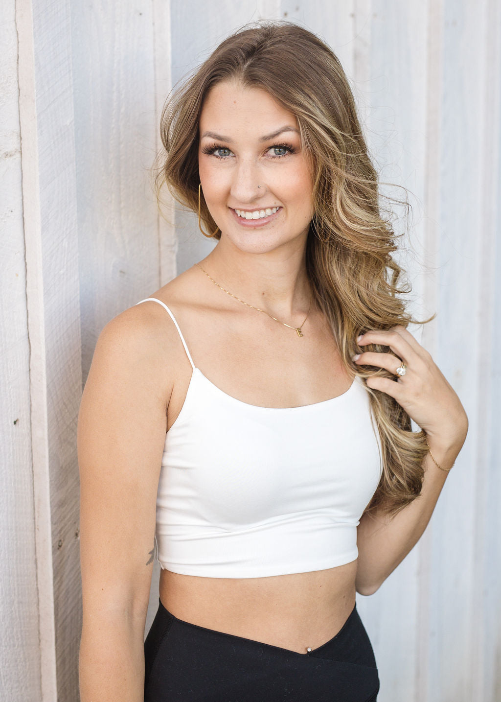 White Seamless Cropped Cami Top