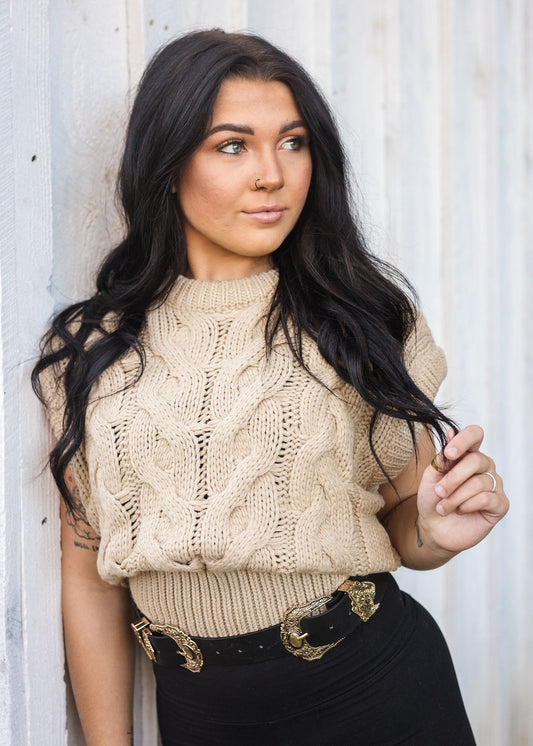 Tessa Twisted Cable Knit Sweater Vest Top