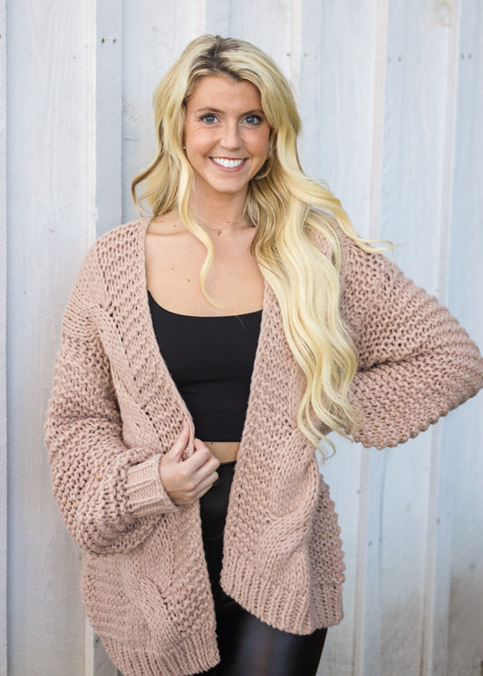 Latte Chunky Cable Cardigan