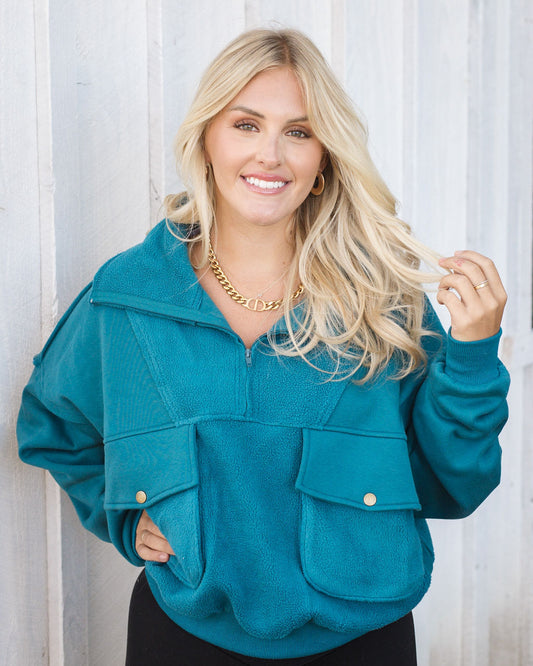 Luna Quarter Zip Pullover - Teal