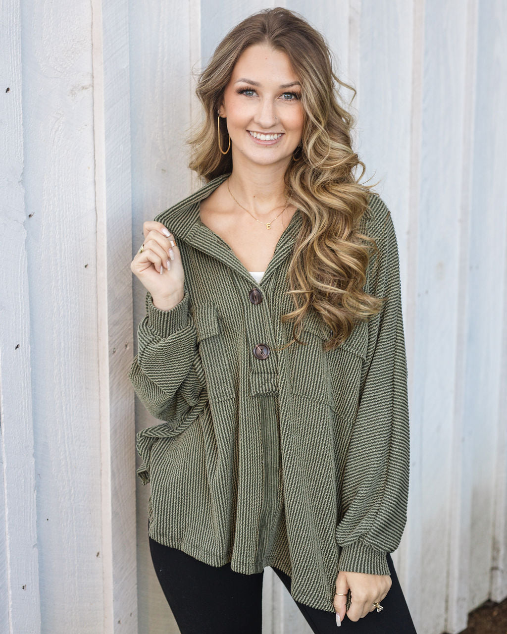 Saddle Ridge Knit Top - Olive