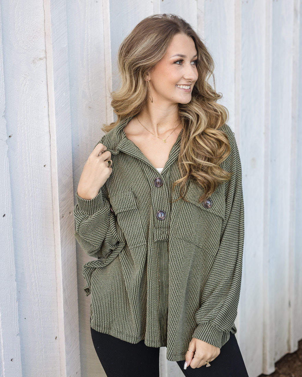 Saddle Ridge Knit Top - Olive