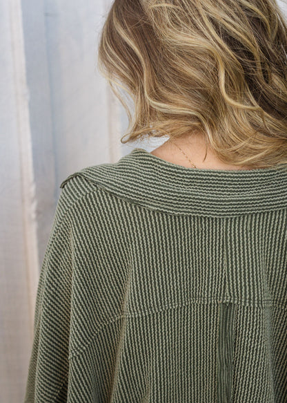 Saddle Ridge Knit Top - Olive