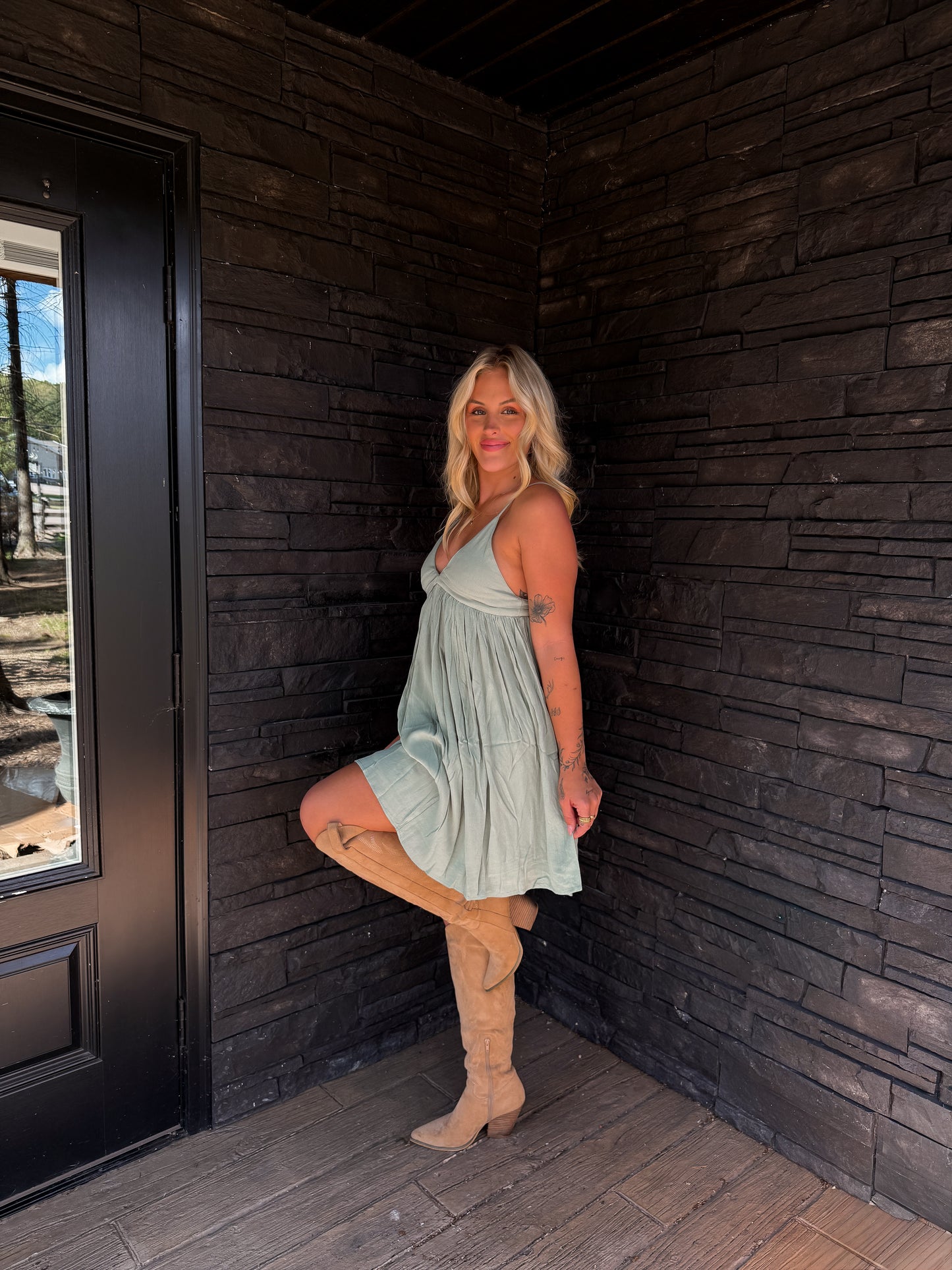 Willow Mini Dress - Green Tea