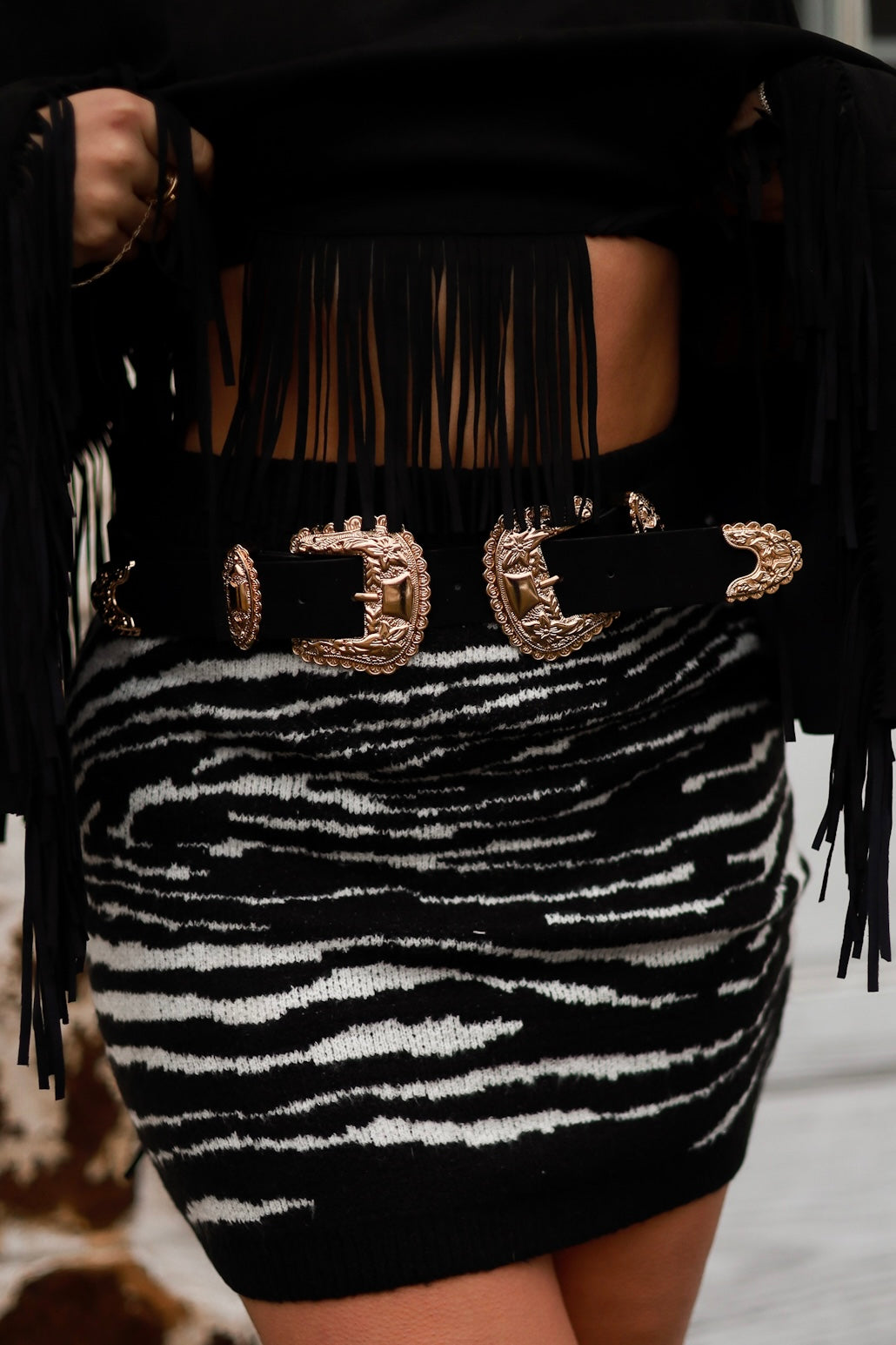 Double Buckle Belt - Black