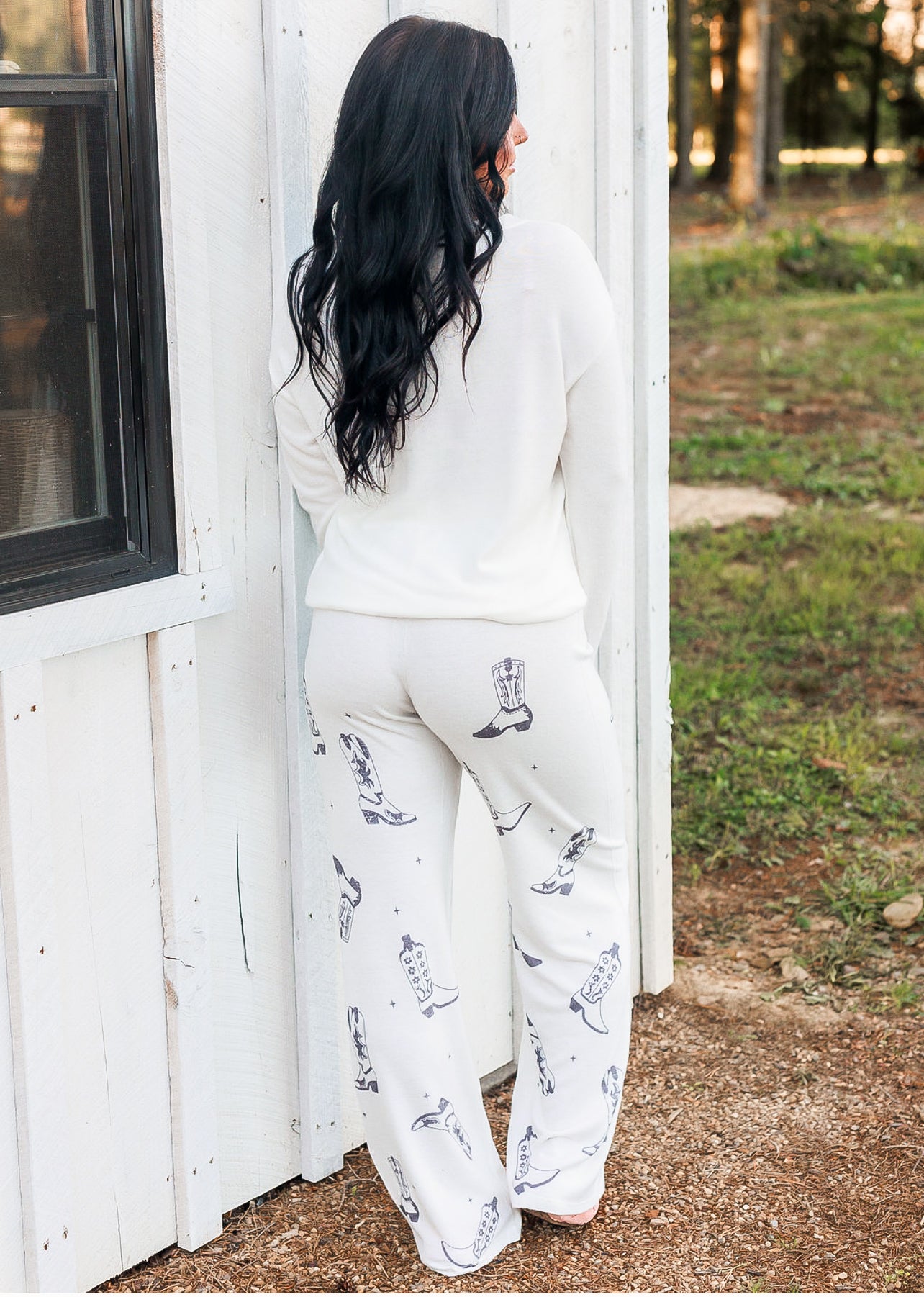 Black & White Cowboy Boot Pajama Set