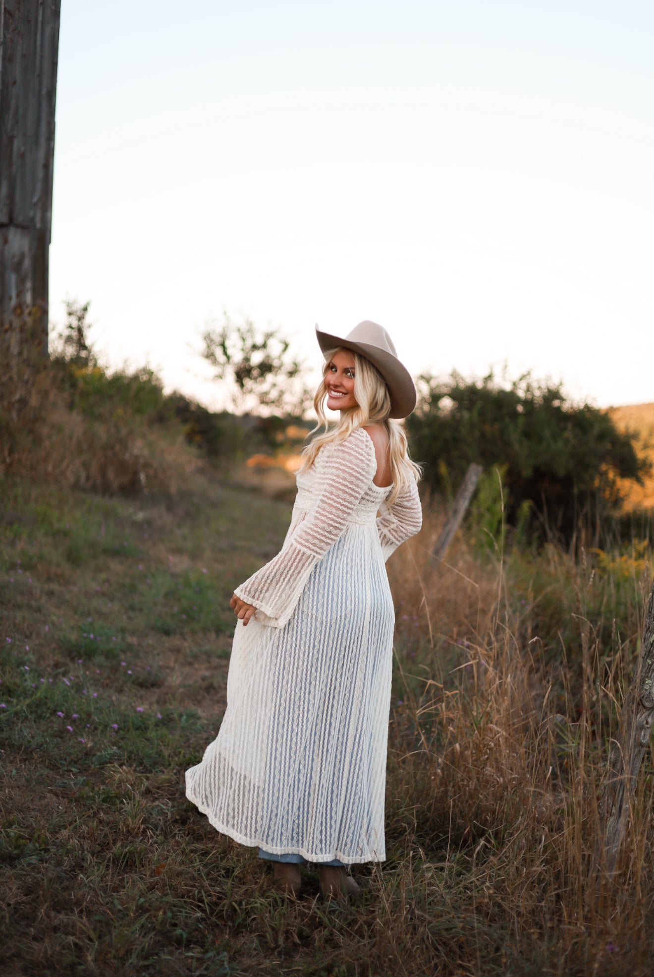 Sheer Lace Layering Midi Dress - Vanilla