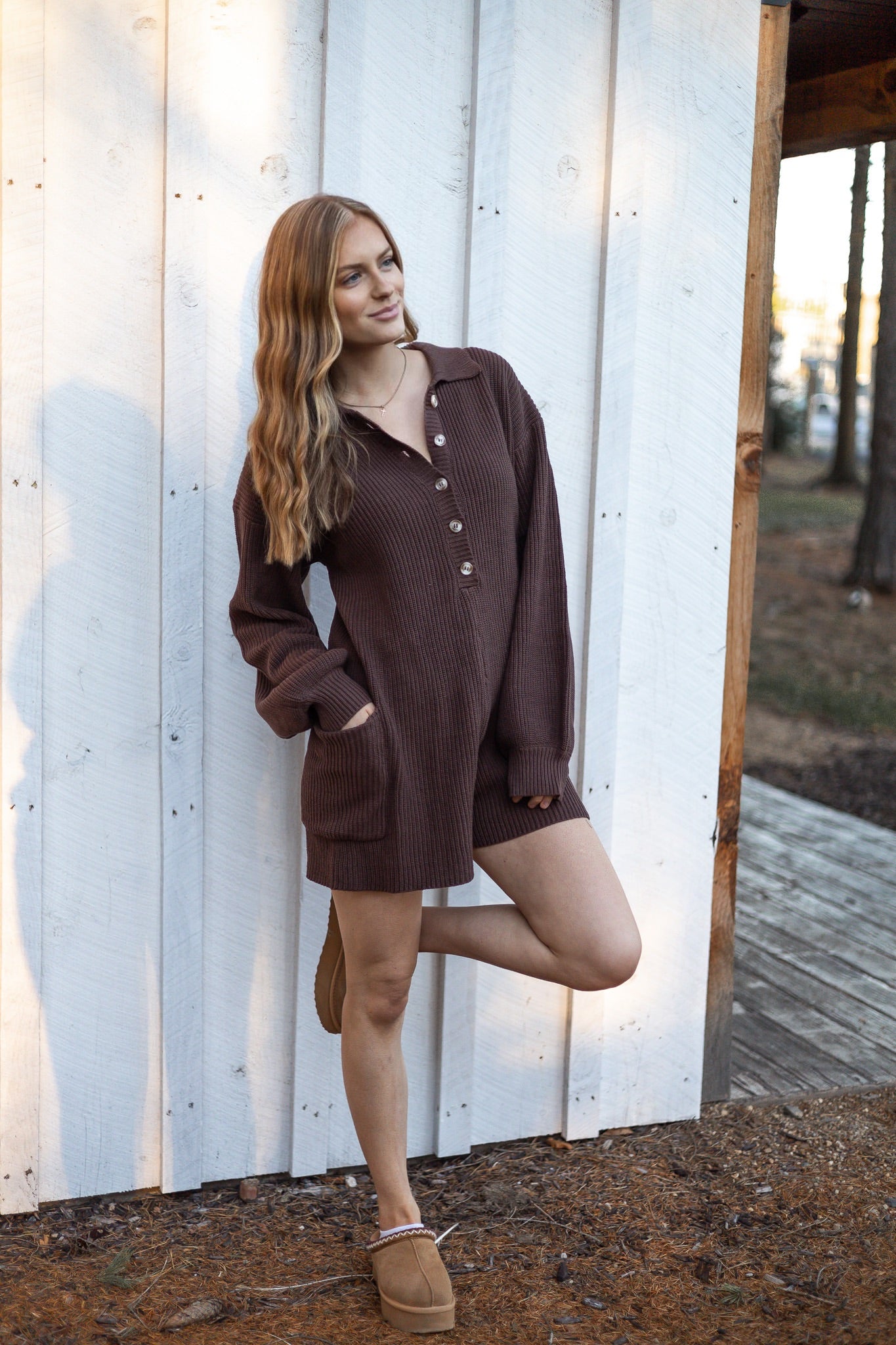 Lodge Knit Romper - Brown