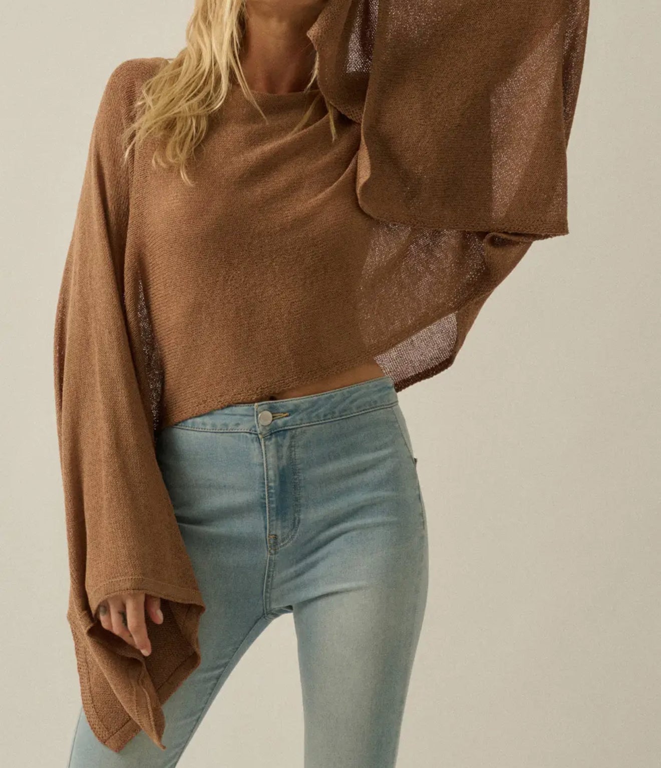 Timeless Terrace Poncho Sweater - Taupe