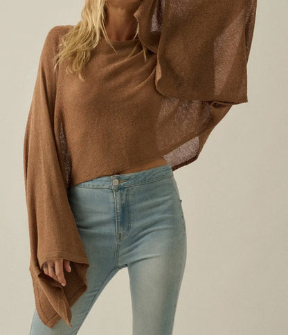 Timeless Terrace Poncho Sweater - Taupe