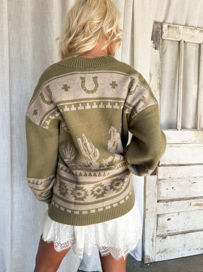 Ranch Rider Cardigan - Pear