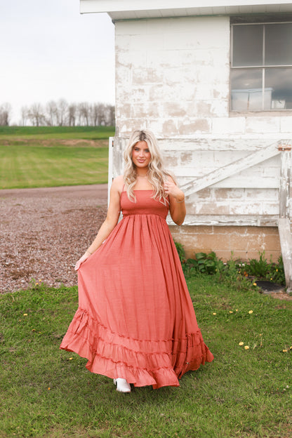 Wanderlust Halter Dress - Terracotta