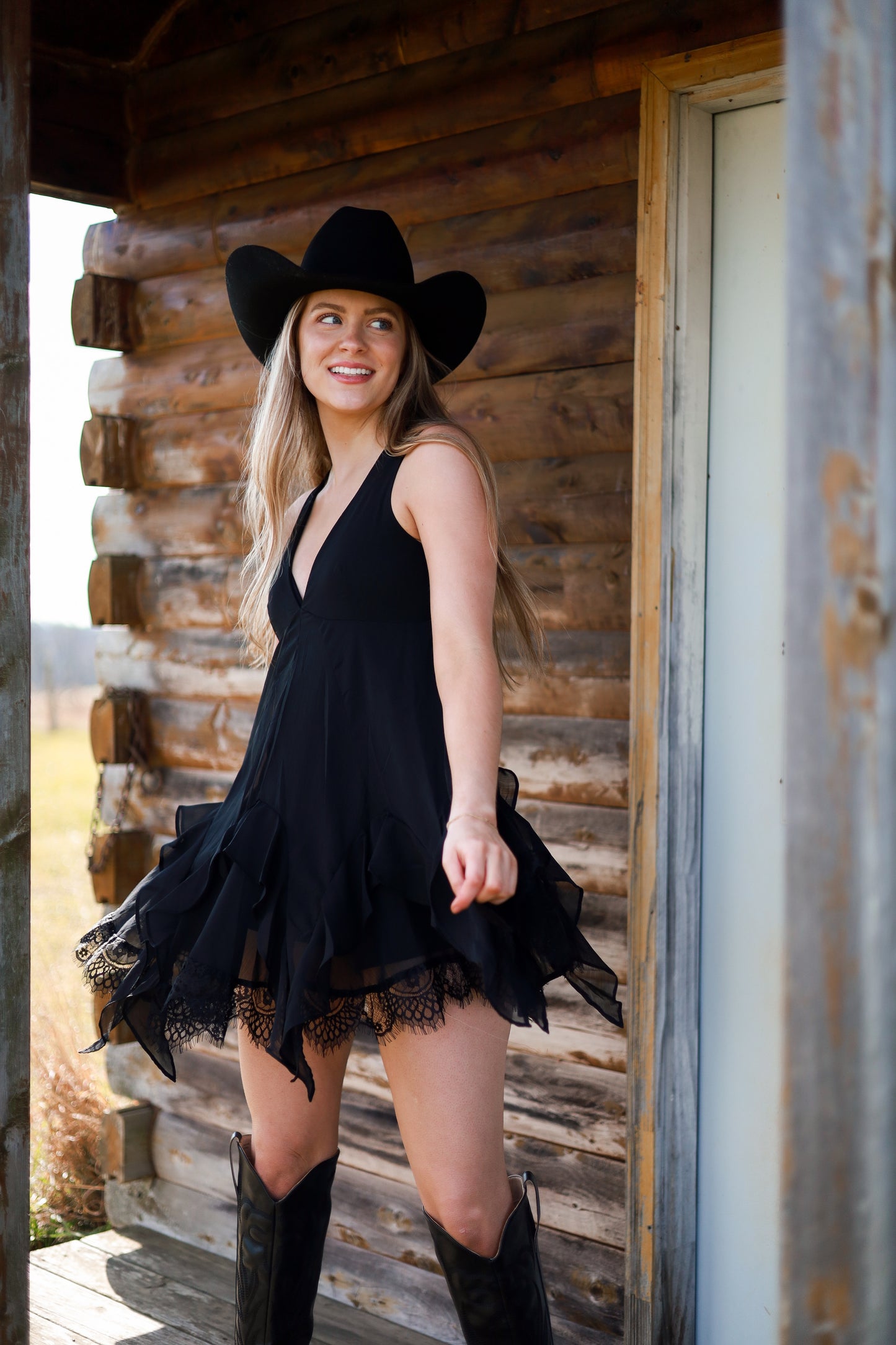 Lace Layering Romper - Black