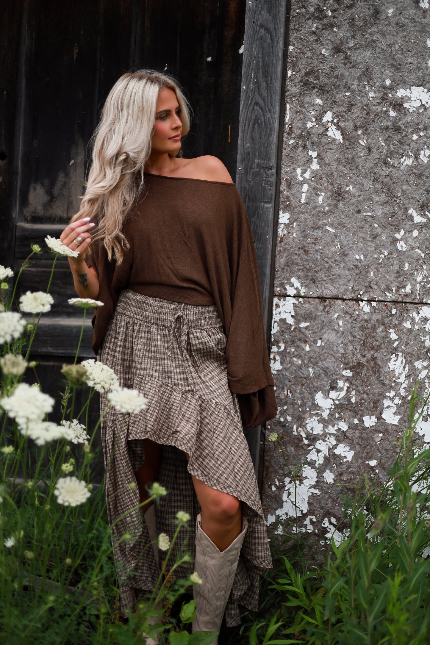 Asymmetrical Knit Top - Tobacco