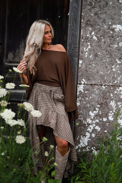 Asymmetrical Knit Top - Tobacco