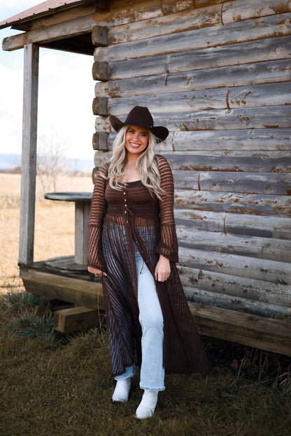 Sheer Lace Layering Midi Dress - Brown Sugar