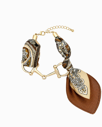 Horsebit Link Scarf Bracelet: Brown