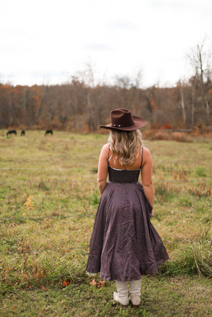 Storybook Lace Midi Dress - Brown