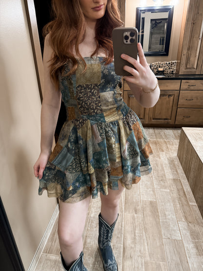 Country Patchwork Ruffle Romper