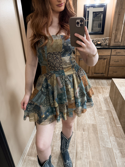 Country Patchwork Ruffle Romper