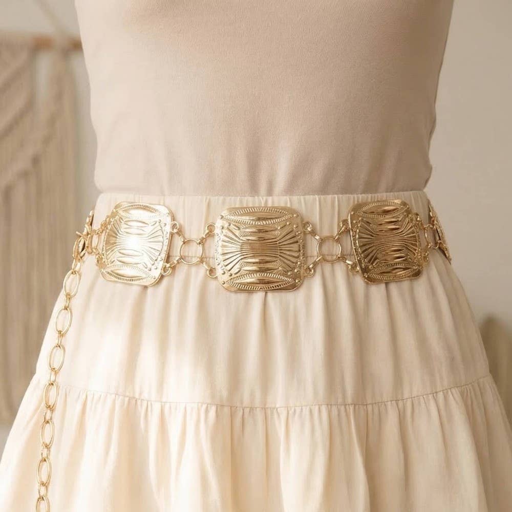 Western Square Concho Chain Belt