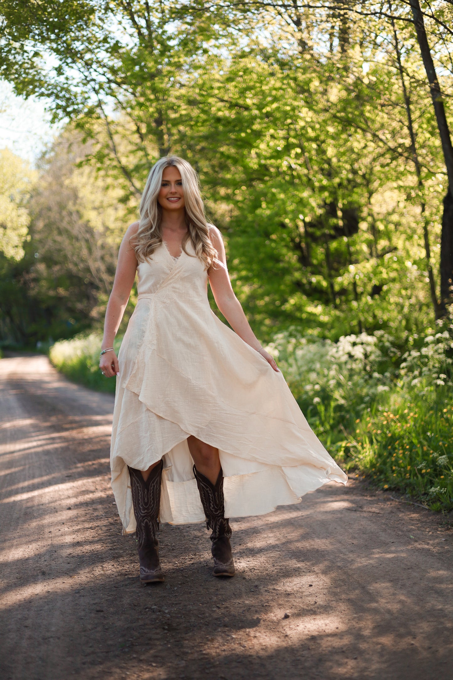 Sunset Prairie Maxi Dress - Cream