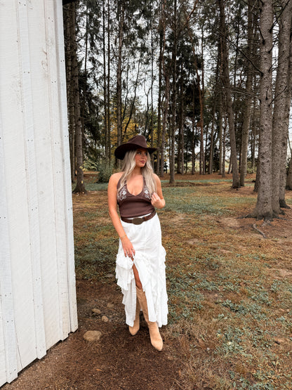 Wisteria Halter Top - Brown