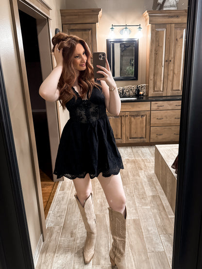 Southern Sweet Fit & Flare Dress - Black