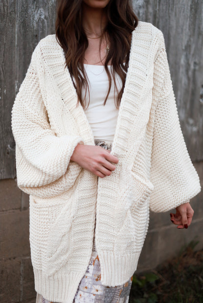 Marshmallow Cream Chunky Knit Cardigan