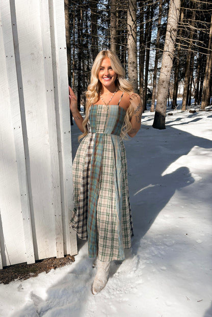 Sagebrush Plaid Maxi Dress