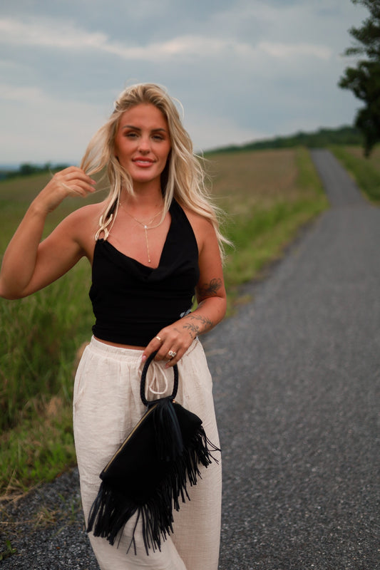 Janae Black Halter Top