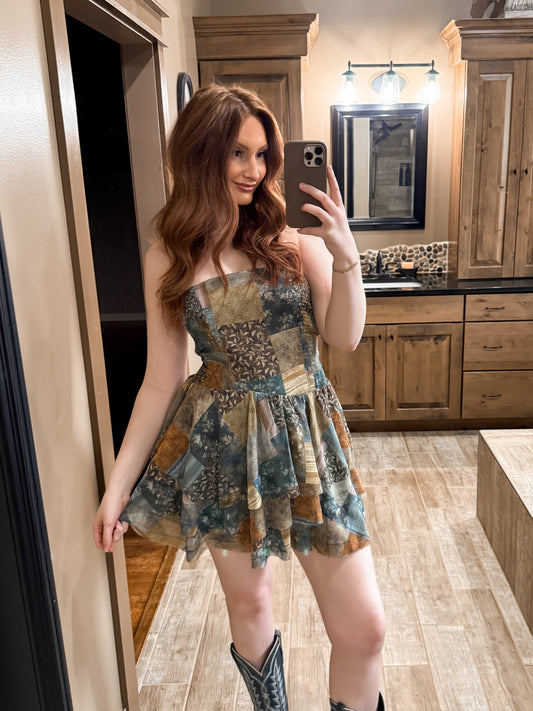 Country Patchwork Ruffle Romper