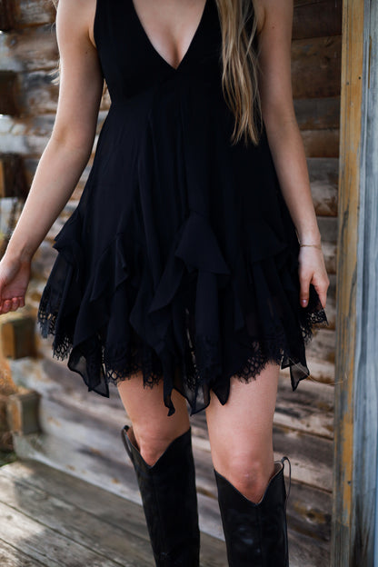 Lace Layering Romper - Black