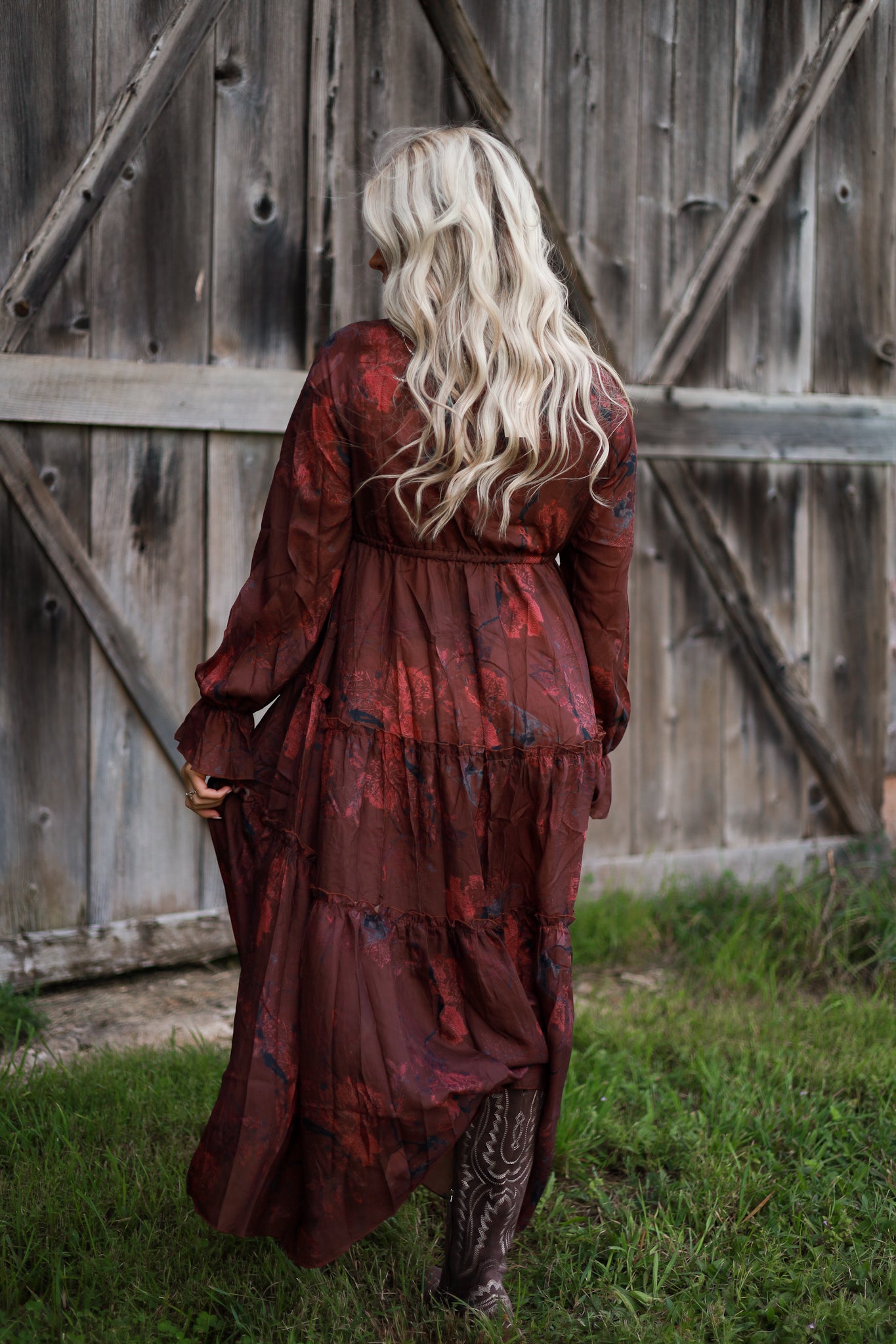 Prairie Bloom Dress - Burgundy