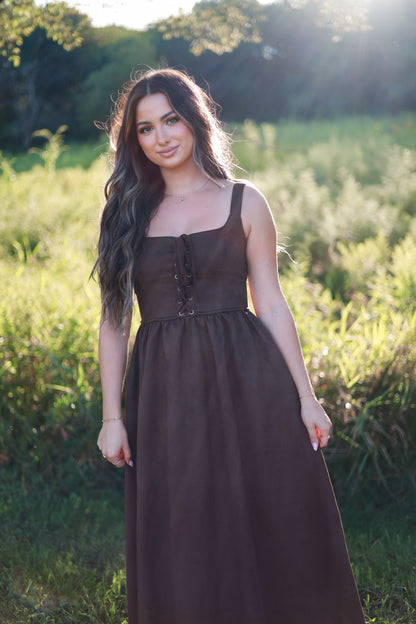 Suede Saddle Midi Dress