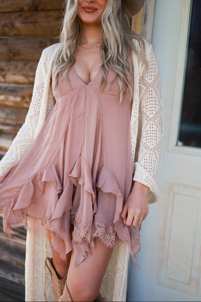Lace Layering Romper - Cappuccino