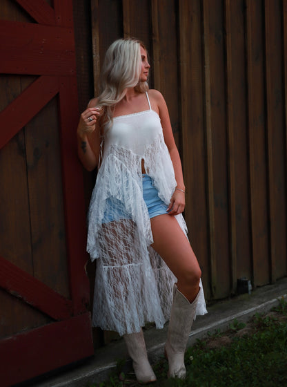Lace Whisper Duster Top
