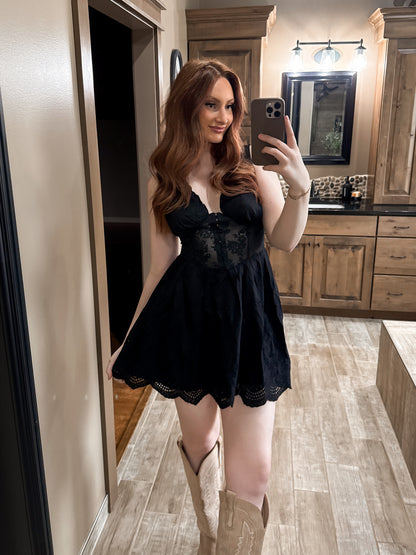 Southern Sweet Fit & Flare Dress - Black