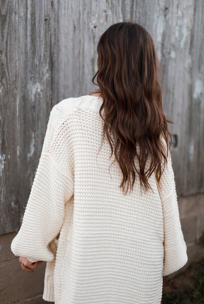 Marshmallow Cream Chunky Knit Cardigan