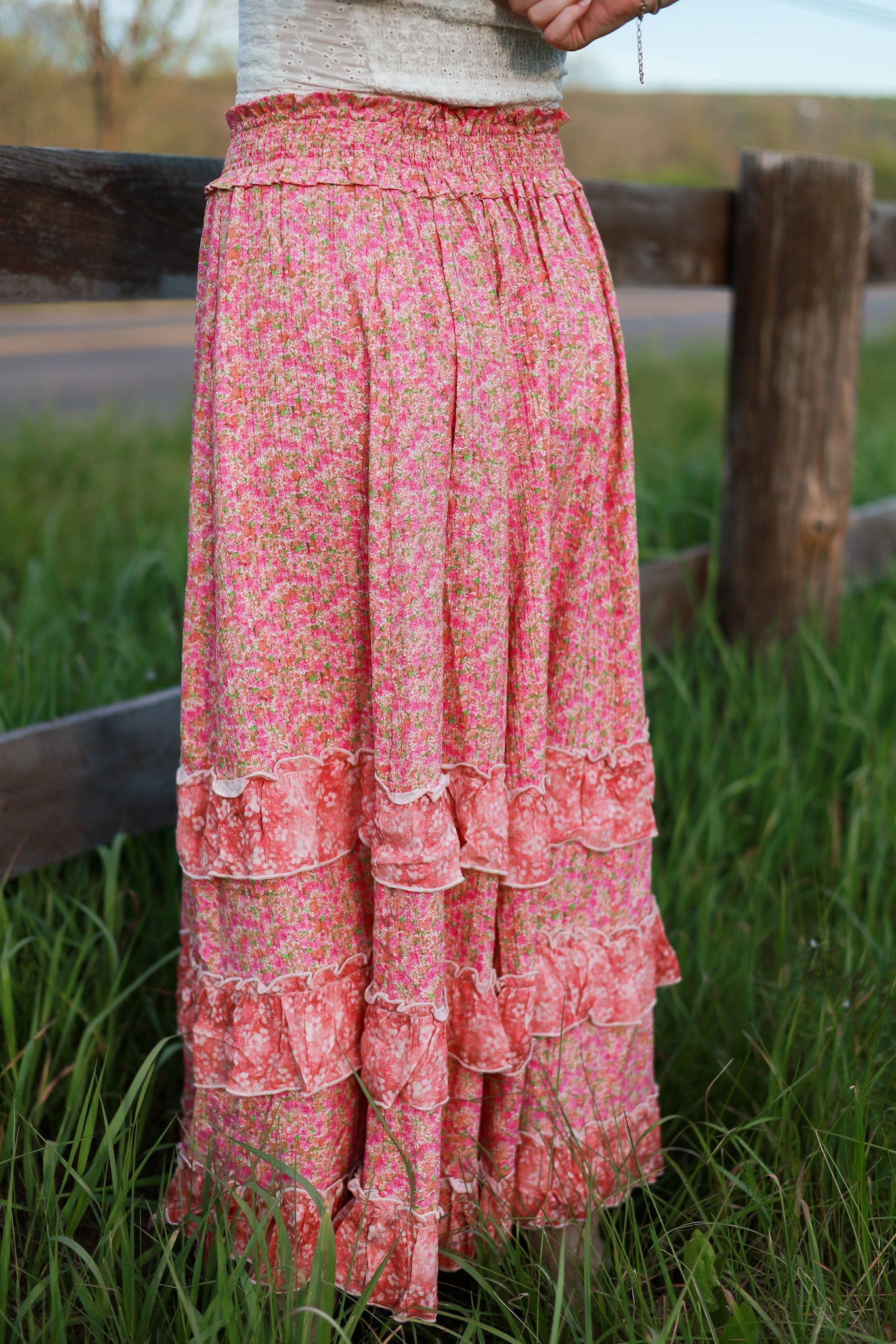 Strawberry Fleur Maxi Skirt
