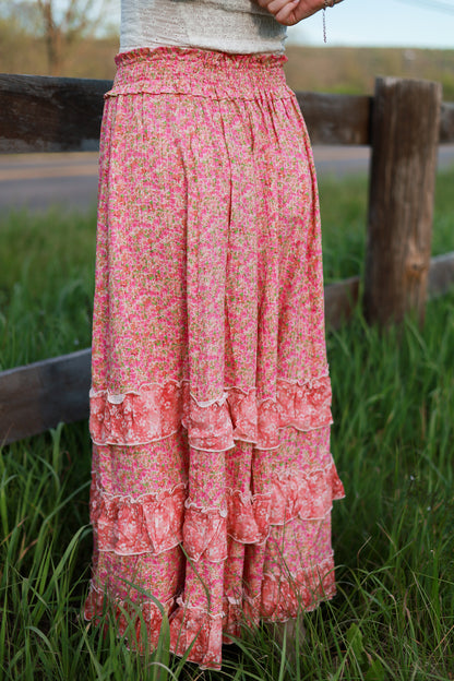 Strawberry Fleur Maxi Skirt