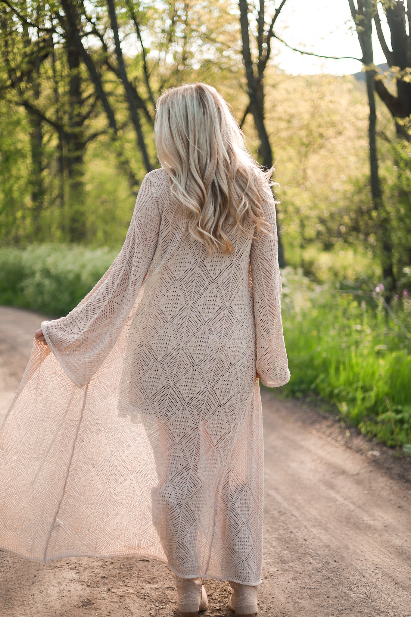 Bohemian Crochet Knit Cardigan – Oat