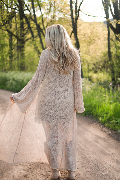 Bohemian Crochet Knit Cardigan – Oat