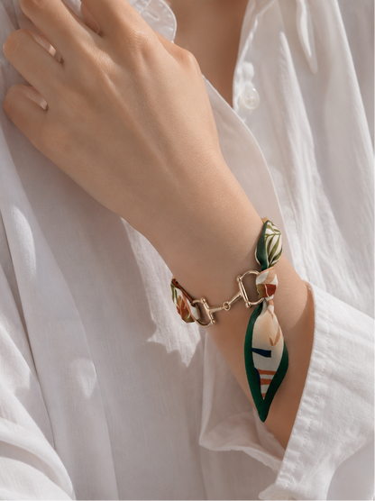 Horsebit Link Scarf Bracelet: Brown
