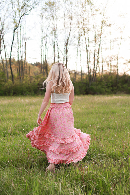 Strawberry Fleur Maxi Skirt